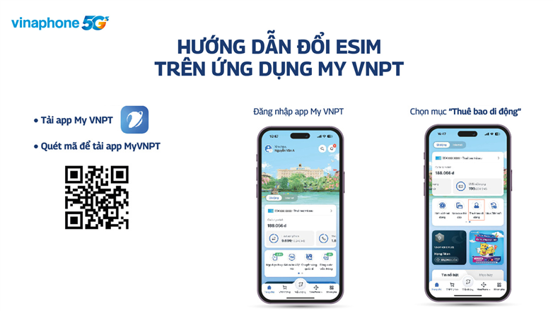 Cách đổi SIM vật lý sang eSIM VinaPhone dễ dàng trên ứng dụng My VNPT